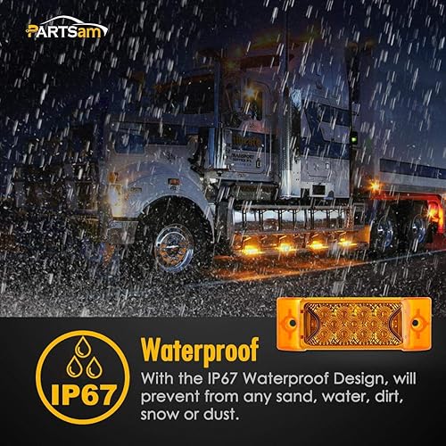 Miniatura 6 de Partsam 10 luces de marcador rectangulares ámbar de 2 x 6 pulgadas con reflector [aprobado por DOT], multifacéticas 6x2, rectángulo, para camión,