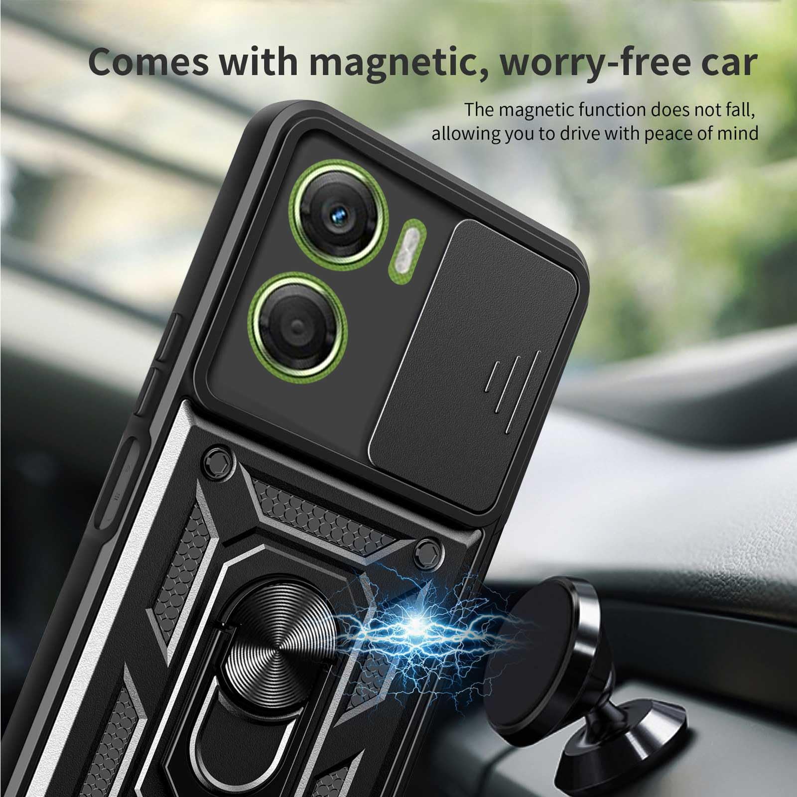 Cover Compatibile con Motorola Moto G06 4G (6.88") Hard PC e Silicone TPU Custodia con Supporto Girevole a 360° Protezione Case Blu