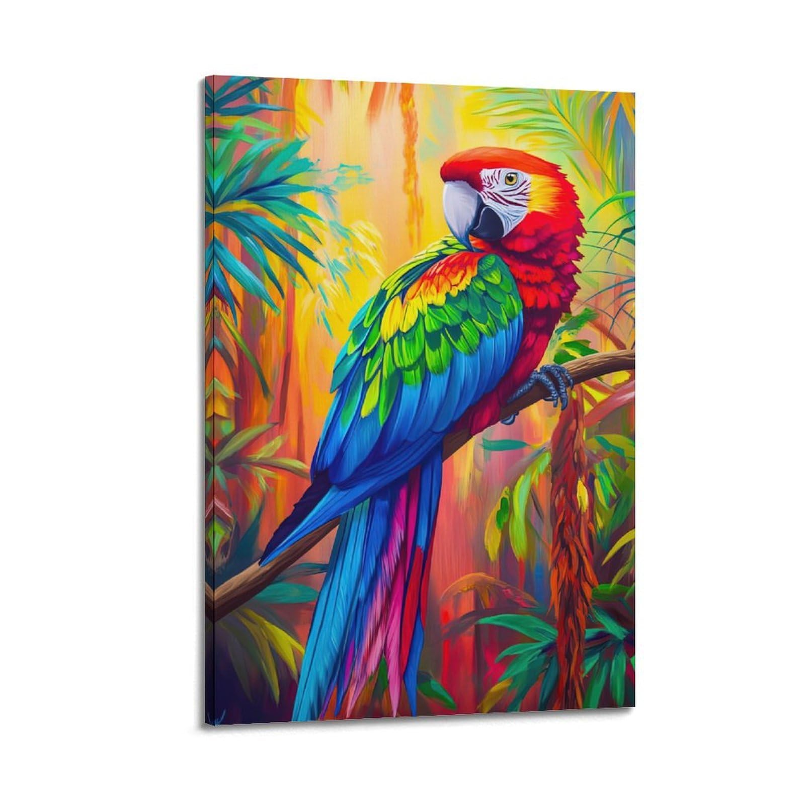 ZSZWHJ Animal Poster Macaws in The Forest Poster Decorative Painting Canvas Wall Posters And Art Picture Print Modern Family Bedroom Decor Posters 20x30inch(50x75cm)