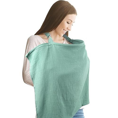 Funda de lactancia de muselina para lactancia materna, transpirable, con cuello de arco para mamá, delantal de lactancia multiusos de algodón