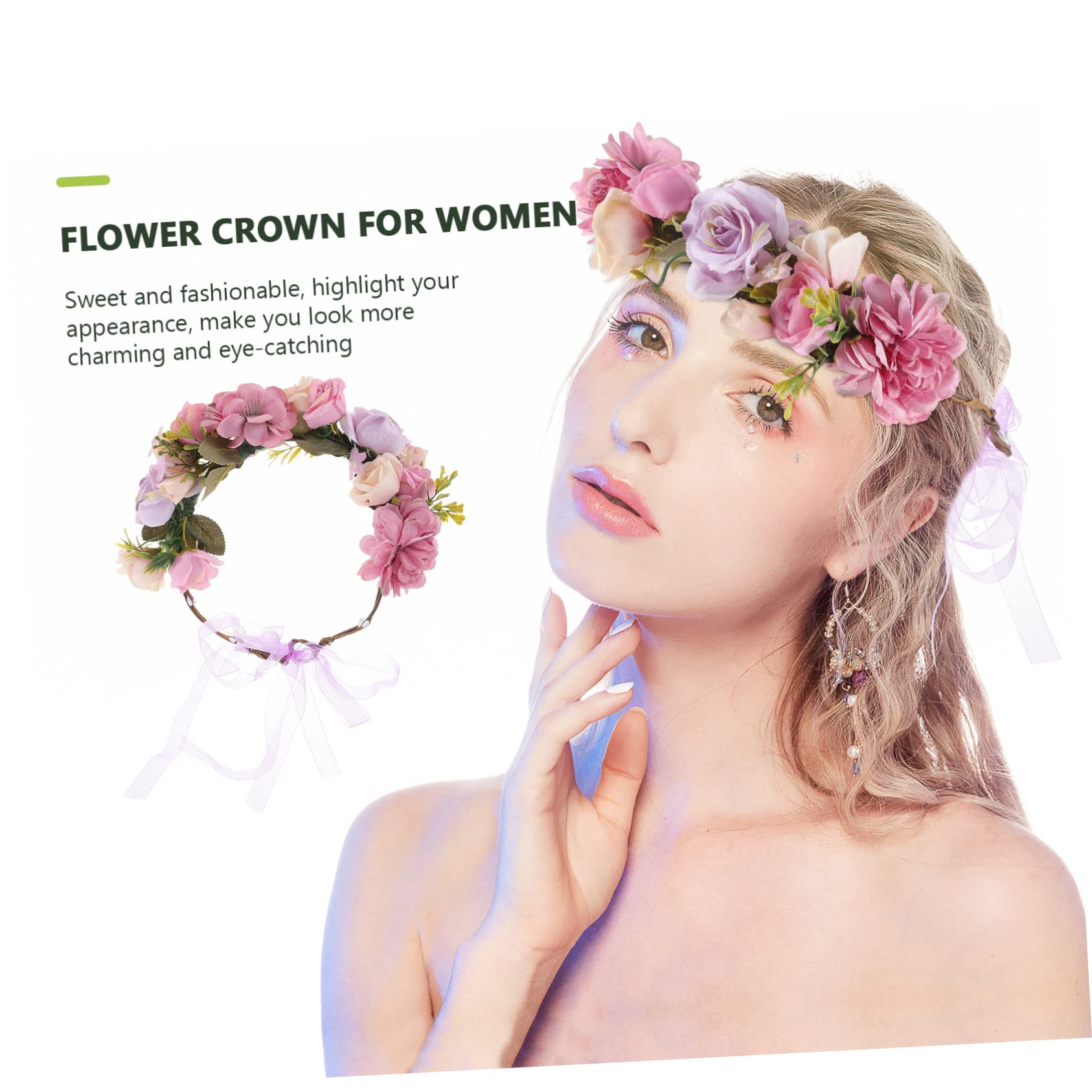 FRCOLOR 4 Stück Braut Blumenstirnband verstellbares Blumenstirnband hochzeit kopfschmuck wedding hair accessories brauthaatschmuck Kopfbedeckung mit Blumenkrone Hochzeitsblumen-Stirnband
