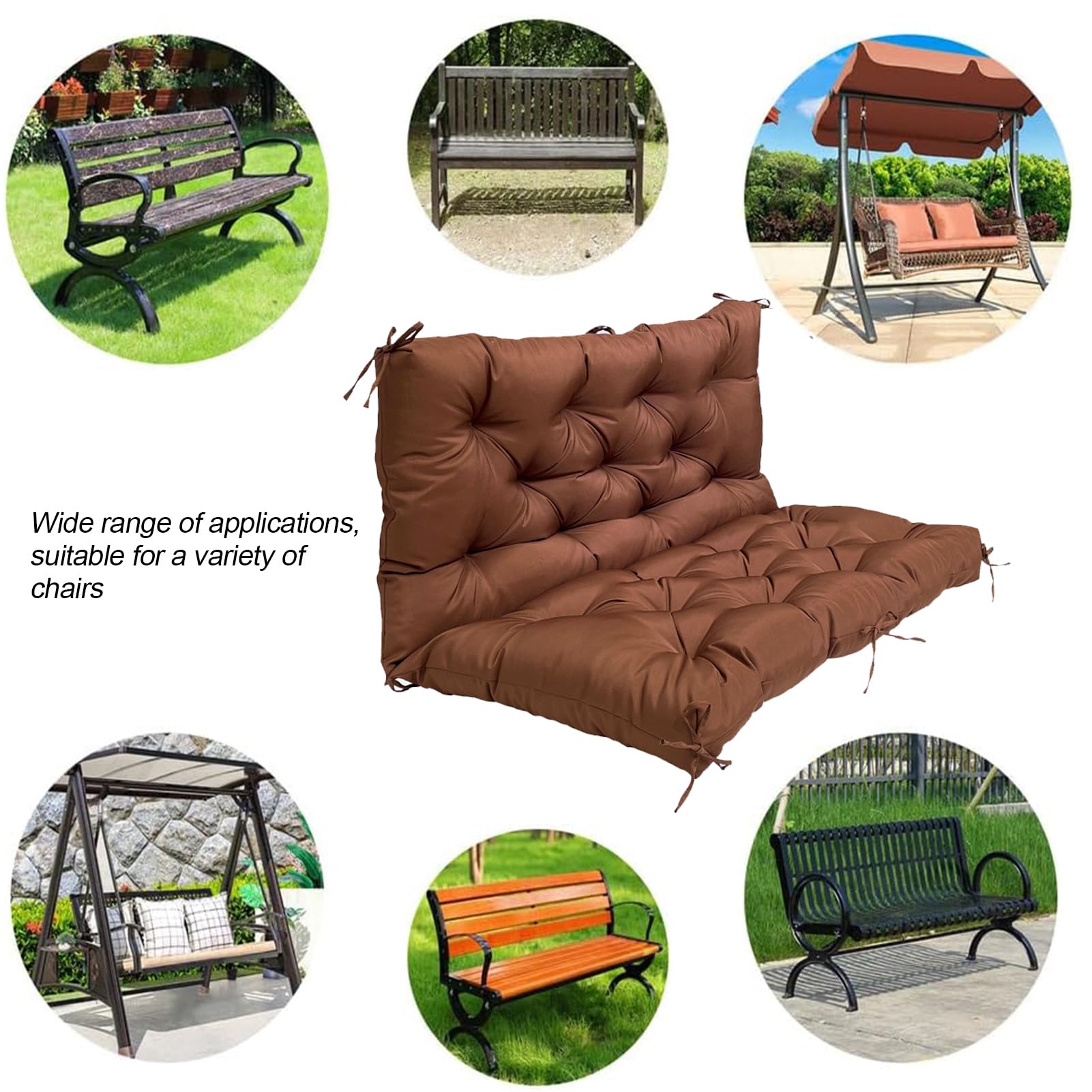 Cuscino impermeabile per panca da giardino, 100 cm, cachi, cuscino elegante per pallet per divano da interni, cuscino di ricambio per altalena Hollywood e confortevole