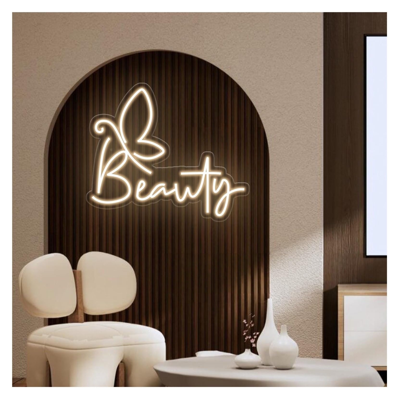 Rongch A Hanging Rt Signs Butterfly Beauty Neon Sign,Suitable For Salon Sp Lash Room Decor With Dimmable 34Cmx40cm(A)