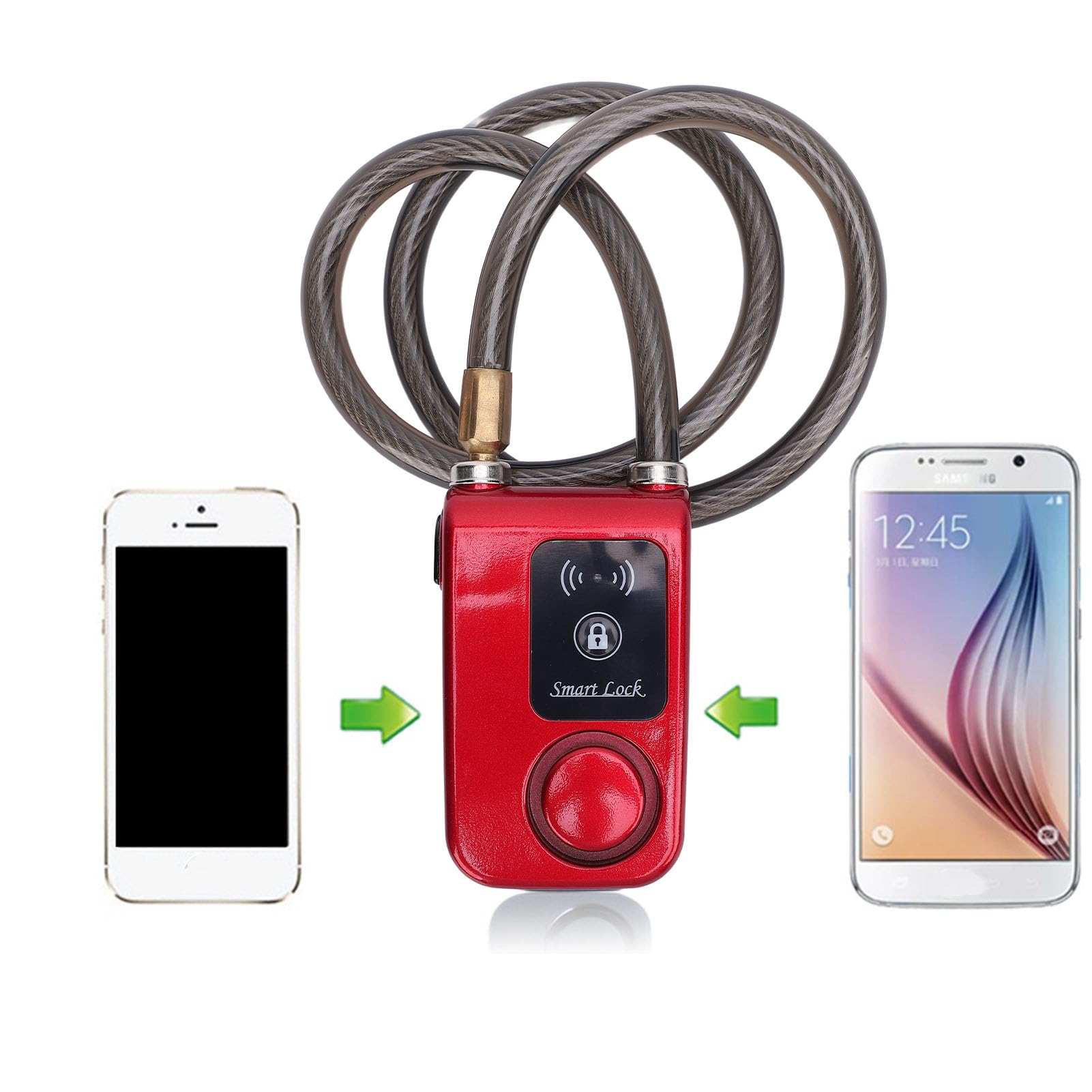 Serrure de Moto Bluetooth sans clé, étanche, Alarme de Cyclisme, pour la Prévention du Vol, Anti-coupure, Serrure Intelligente pour Cyclistes (rouge)