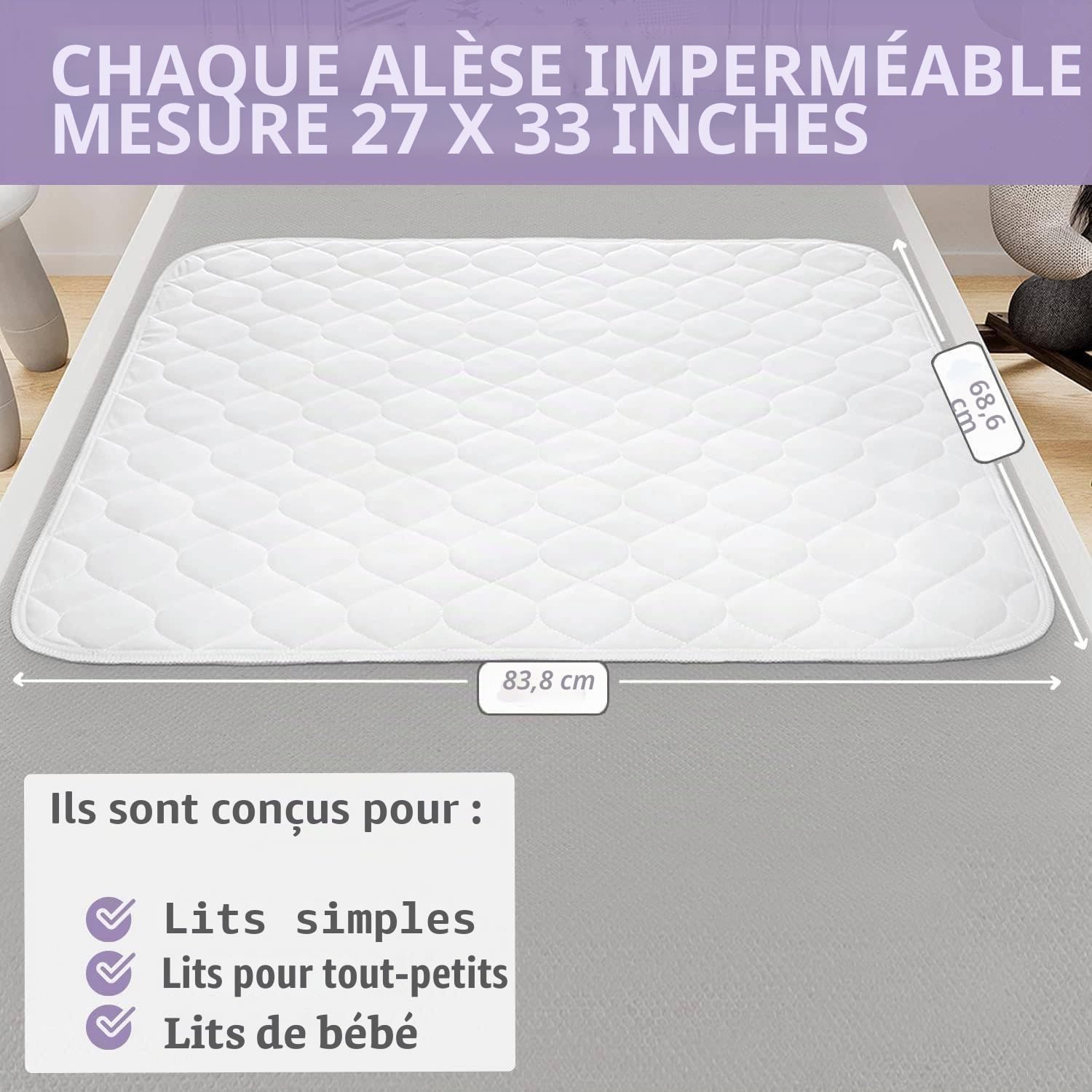 Lynmark® Kids Lot de 2 Alèses de Lit d'apprentissage de la propreté pour Protection imperméable | Protège-lit idéal pour l'apprentissage de la propreté et l'humidification du lit