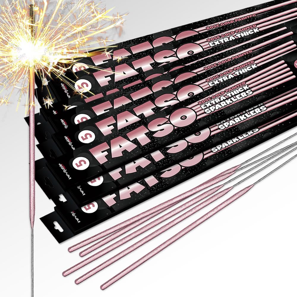 Inevitable Party Pack of 200 x 45cm (18") Fatso Rose Gold Painted Extra Thick Sparklers (200)