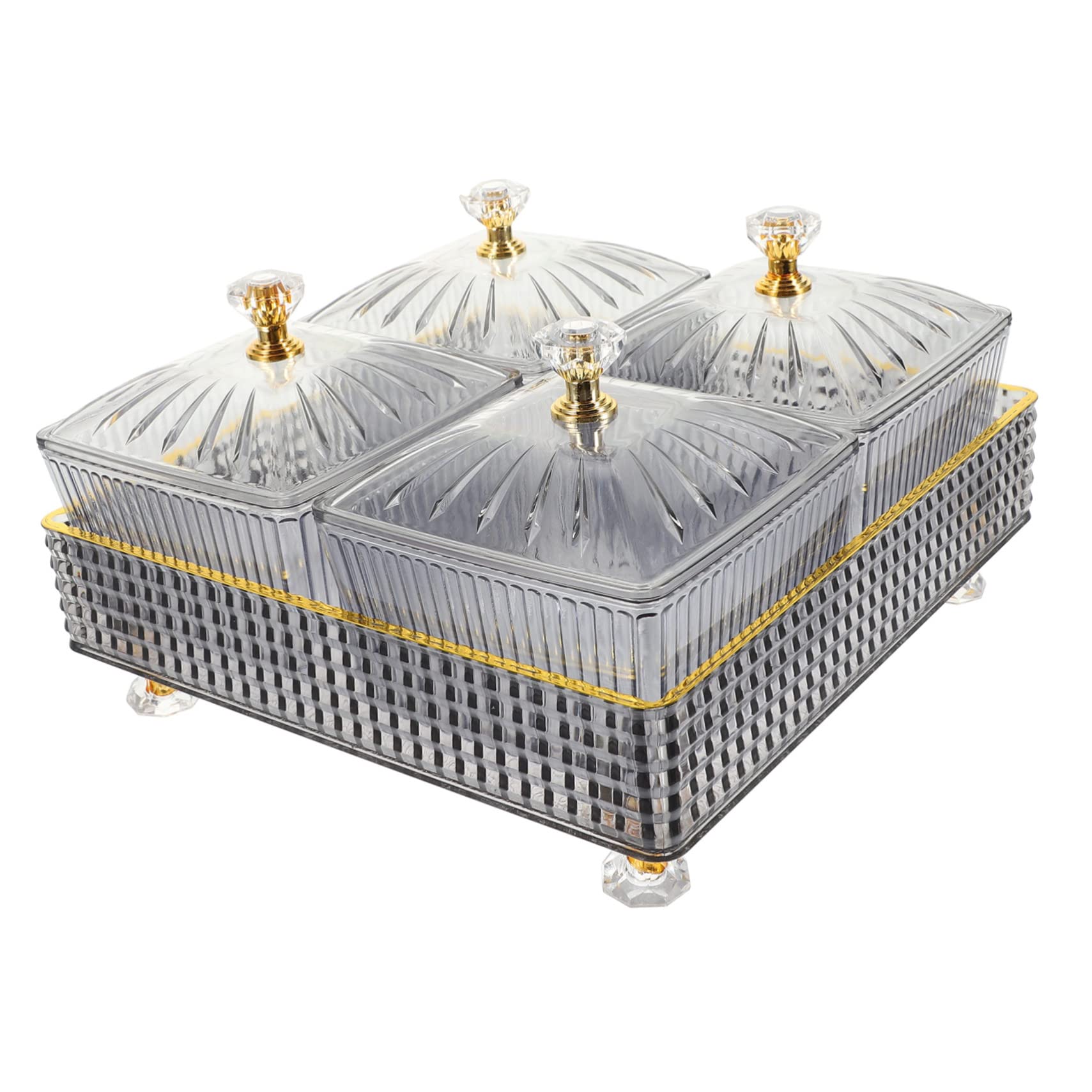 Zerodeko 1satz Geteilte Snackschale Mit Tray Elegantes Fächer Design Für Dips Süßigkeiten Nüsse Und Früchte Für Partys Ktv Bar Und Zuhause Modernes Graues Tablett