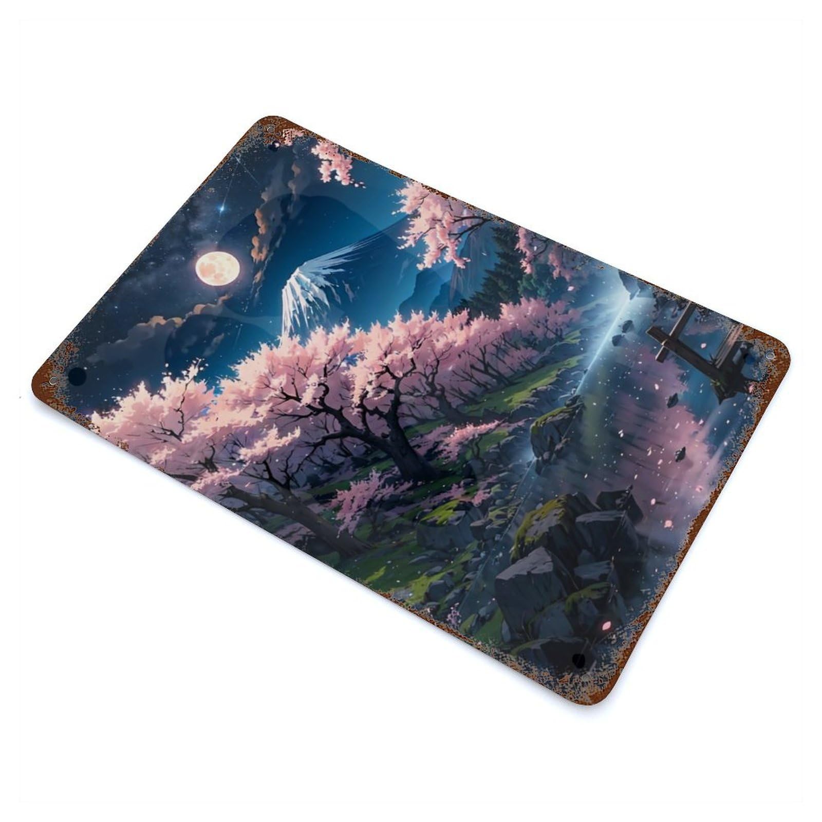 Garage Style Cherry Blossom Japanese Vintage Rust Metal Sign 11.8"x7.9", Vintage Wall Decor for Bar And Workshop