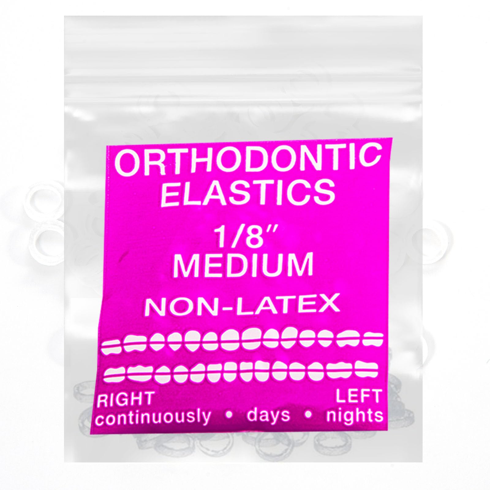 LA MIERE Clear Non-Latex 100 counts, Intraoral Elastic Bands Orthodontic Elastics Dental Rubber Bands Made in US Medium 1/8'', Clear