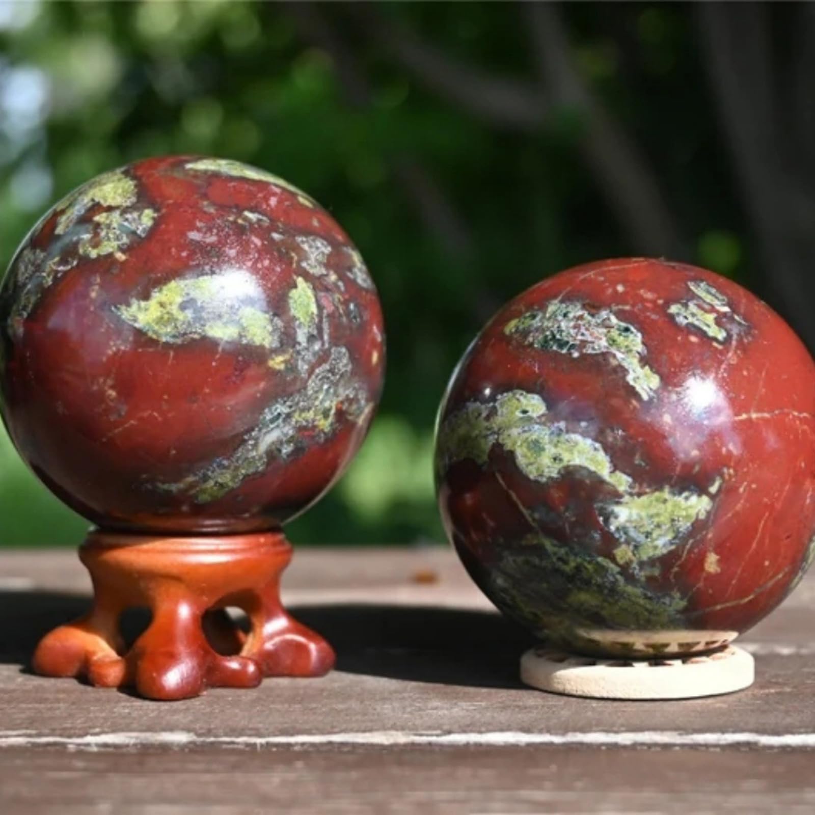 Sfera di Pietra Naturale lucidata con Sangue di Drago, Sfere Decorative di Pietra preziosa Verde, Sfera di Cristallo di Quarzo curativo per Meditazione e Stregoneria, Decorazione,70~75mm