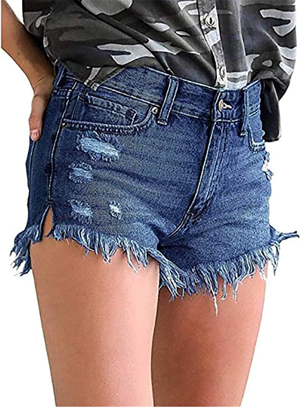 Necooer Women Denim Shorts Casual Summer Mid Waist Stretchy Denim Jean Shorts - Image 2