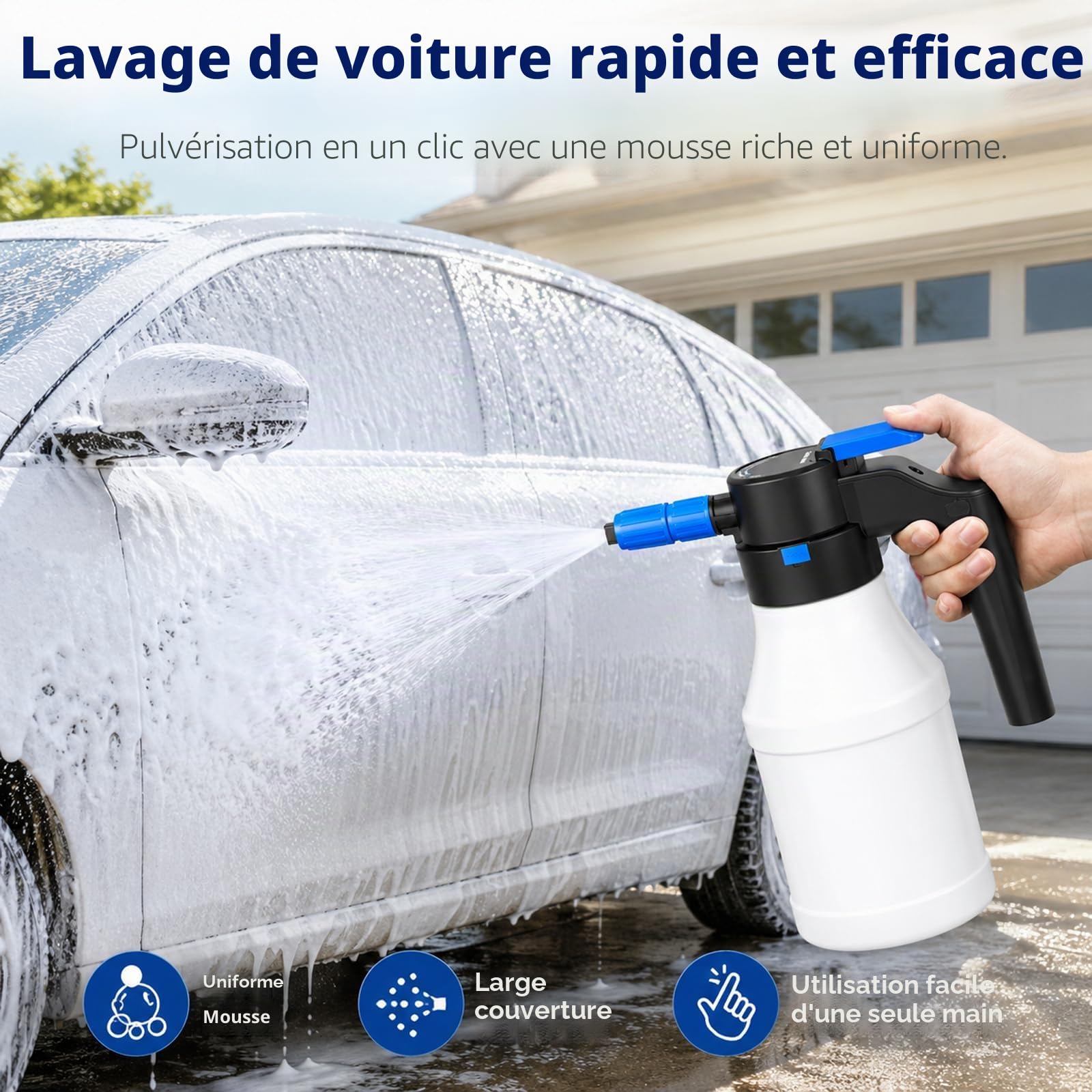 Pulvérisateur À Mousse Électrique 1,5 L, Pulvérisateur De Jardin Électrique À Pression Portatif Rechargeable Par Usb, Paire Gants Lavage Auto Pour Nettoyage Du Jardin,Voiture Et Maison