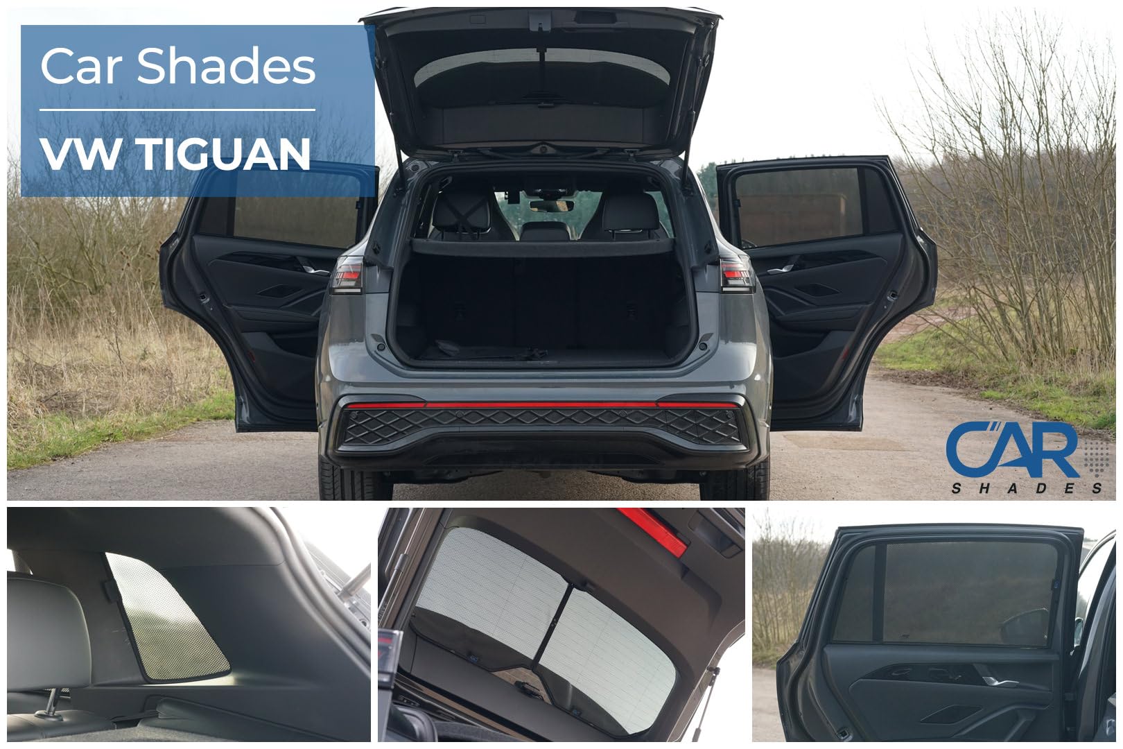 CAR SHADES Juego Compatible con Volkswagen Tiguan III (CT1) 2024- (6-Partes) cortinillas Parasol a Medida