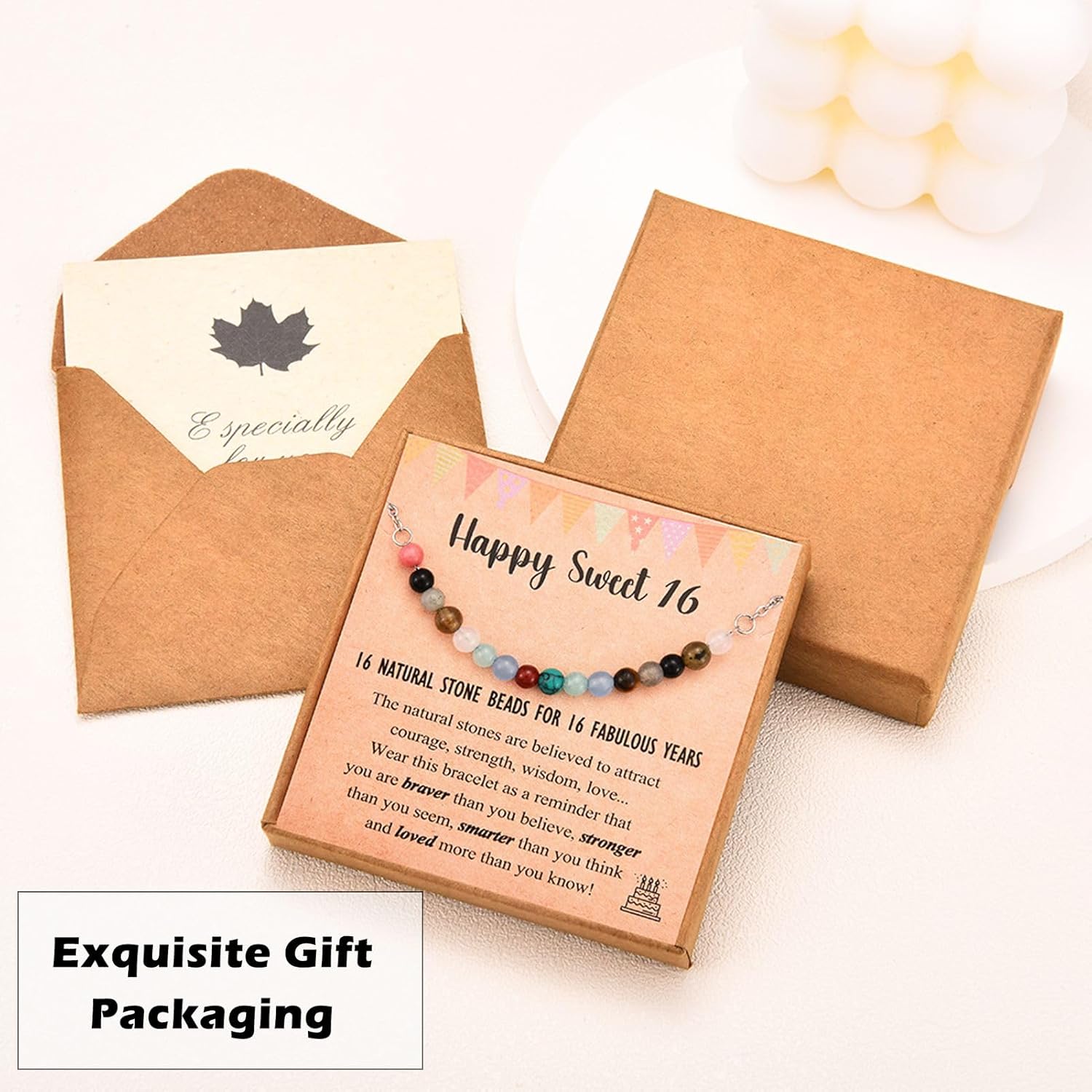 Leyung 6-21 Year Old Birthday Gifts for Girls Women, Tiny Natural Stones Birthday Bracelet Gifts for Daughter Granddaughter Niece with Happy 6th-21st Birthday Card - Image 4