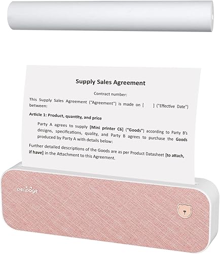 IOOIOO Peripage A40 Plus (300 DPI) Impresora portátil sin tinta, Bluetooth inalámbrica mini compacta para letras (8.5 x 11)papel térmico A4, para