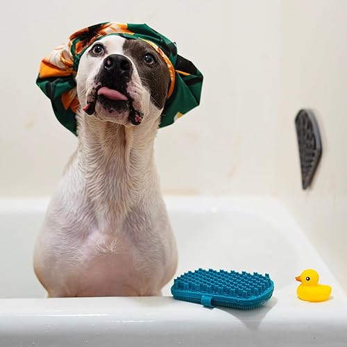 Miniatura 4 de Messy Mutts Cepillo reversible de silicona de doble cara para mascotas  Masaje suave, cepillado, baño y herramienta de eliminación de pelo de perro