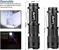Vista 2 de LETMY Linterna táctica, linternas LED mini súper brillantes con clip para cinturón, con zoom, 3 modos, impermeable - Mejor linterna EDC para regalo