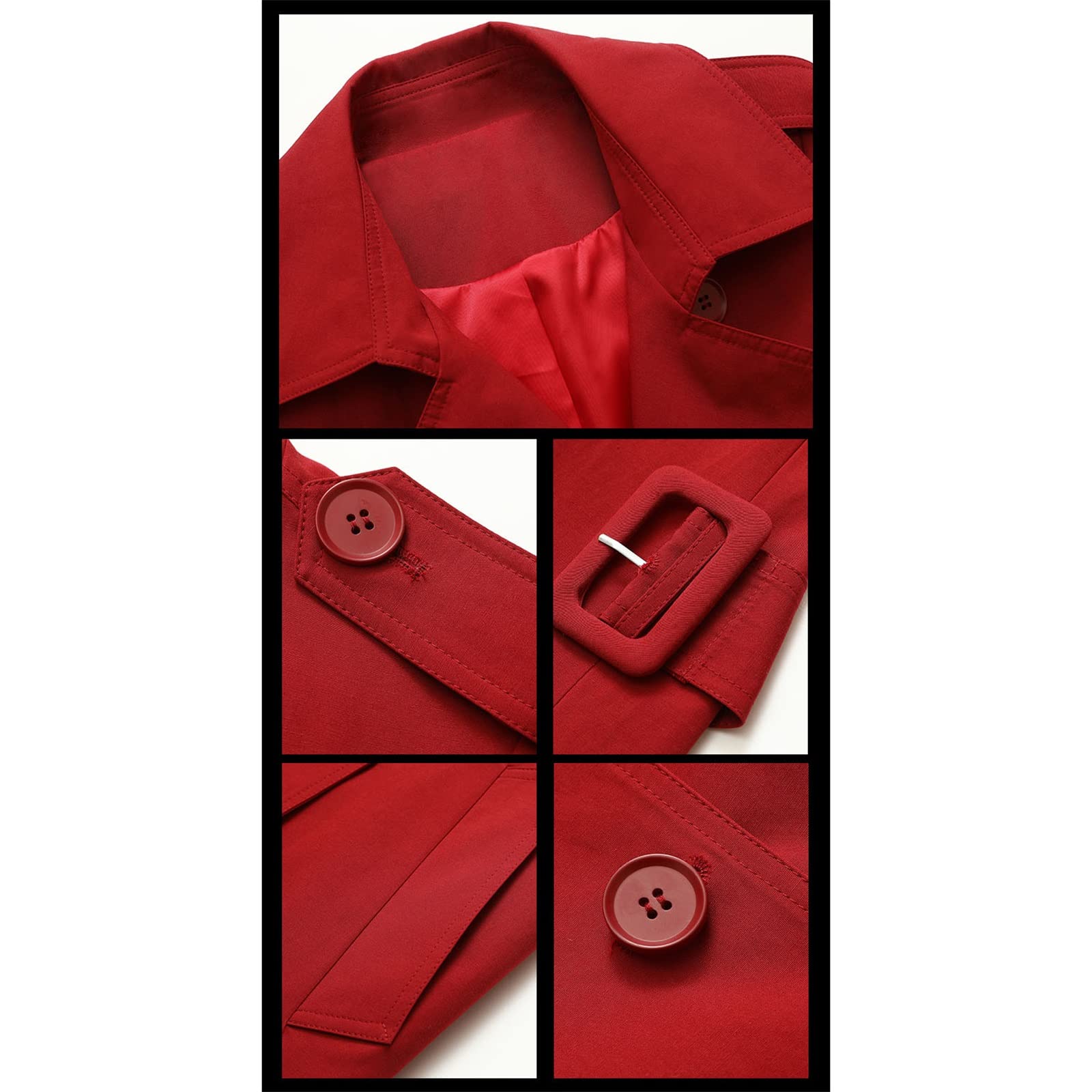 Yytcsjz Trench coat da donna doppio petto, Donna Mid Length Classic Lapel con cintura Trench Coat, Giacche sottili a maniche lunghe, per primavera e autunno, shopping e lavoro