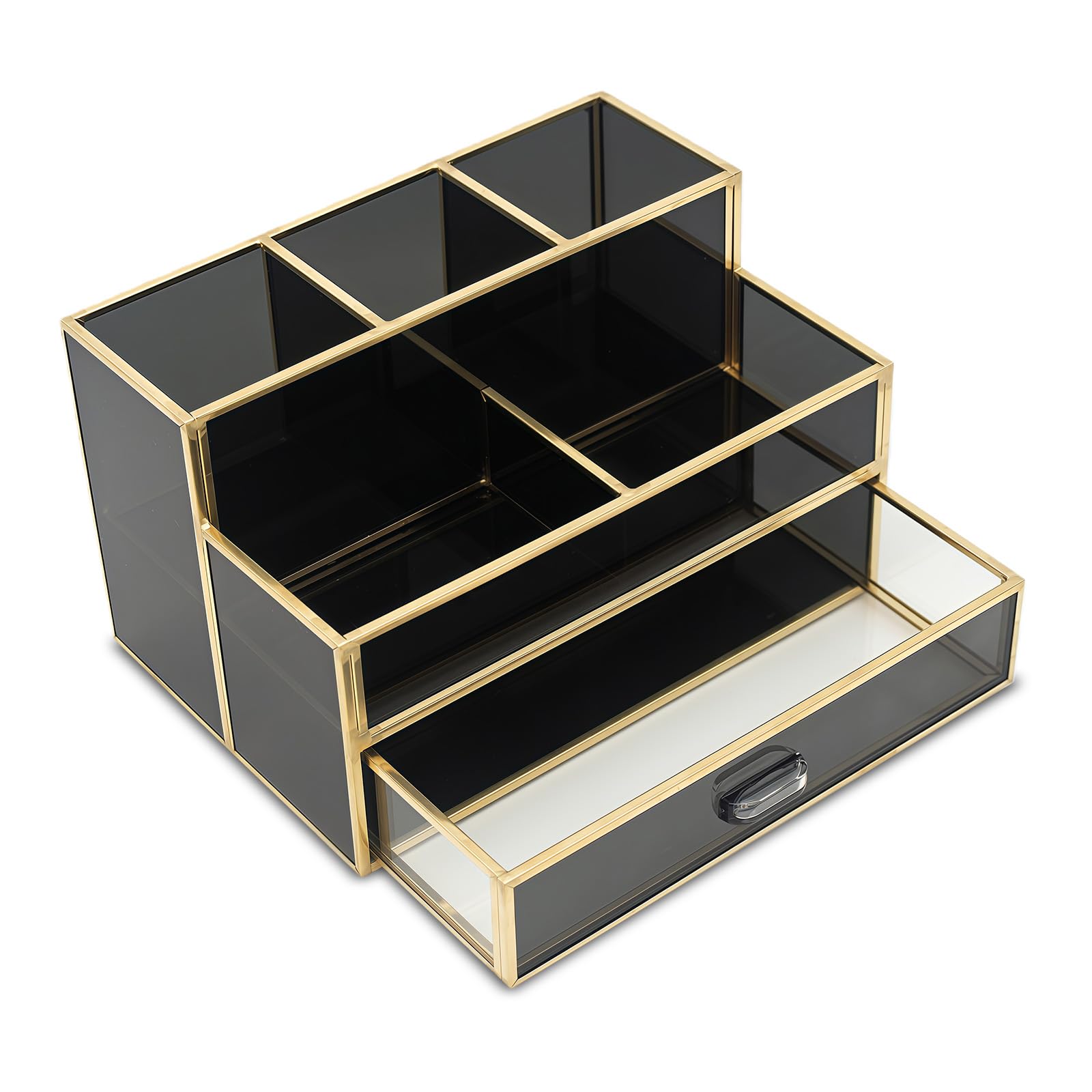 HARLIANGXY Organizer Trucchi con Cassetti, Organizzatore Cosmetici in Metallo, Porta Pennelli Make up per Scrivania, Organizzatore Trucchi adatti a Camera da Letto, Toletta, Bagno