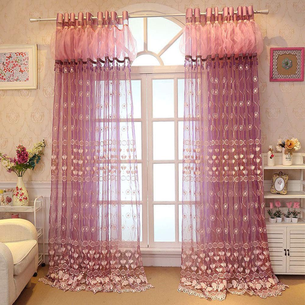 Voile rideaux pour le mariage de chambre de filles brodé papillon tulle