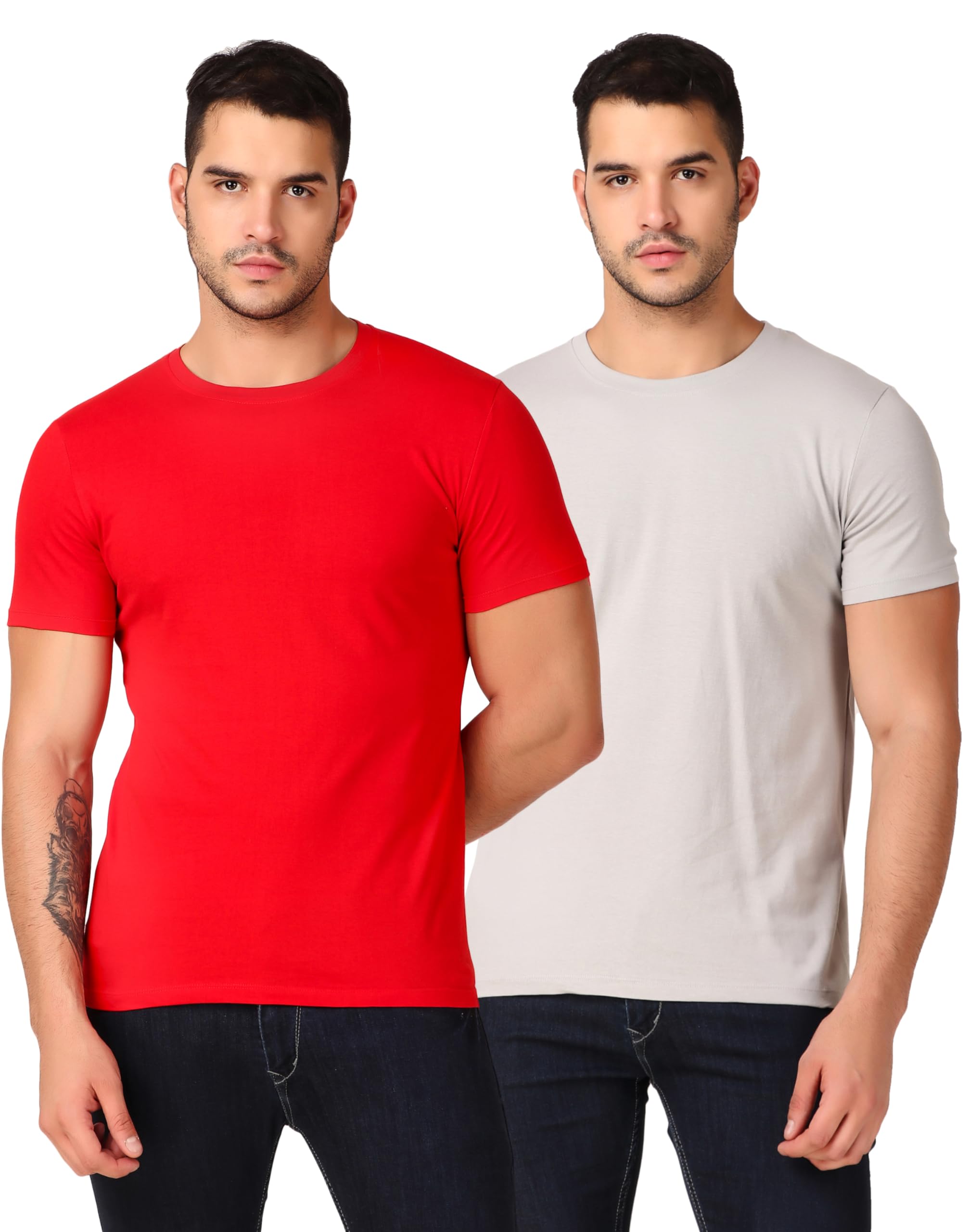 inner element Men's Super Combed Cotton Solid Round Neck Half Sleeve T-Shirt with Stay Fresh Treatment - 100% Cotton Tshirt | Pack of 2-picture-20