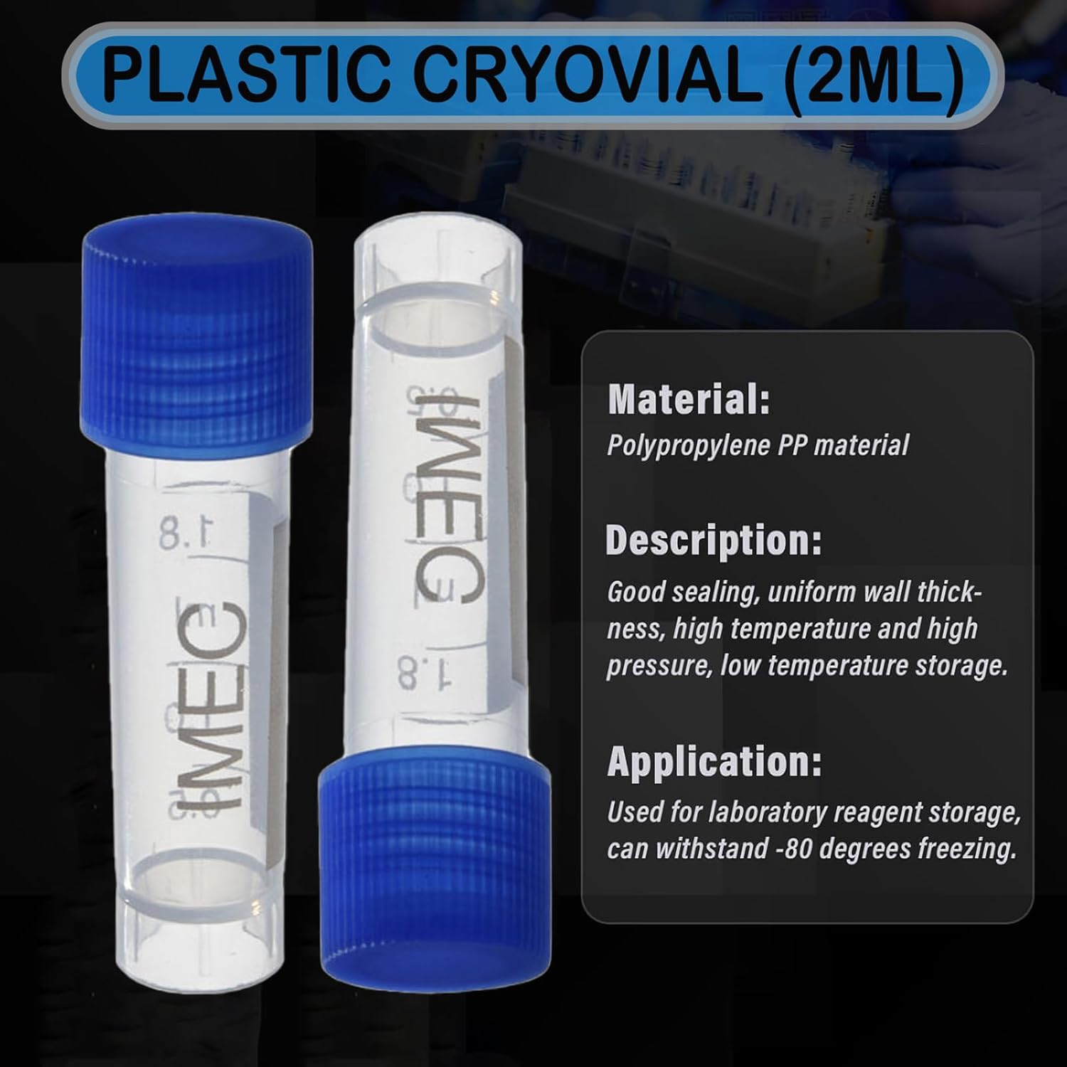 2ml Cryogenic Vials - Self Standing Cryo Tubes,Cryo Sample Tubes with Caps (500 pcs)