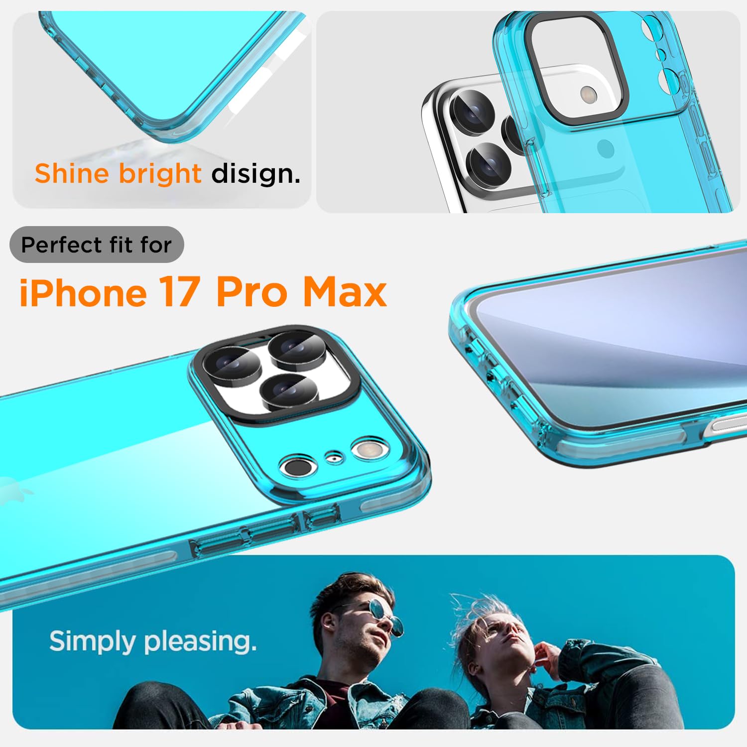 Amazon.com: AICase Neon Light Blue Clear Phone Case Compatible