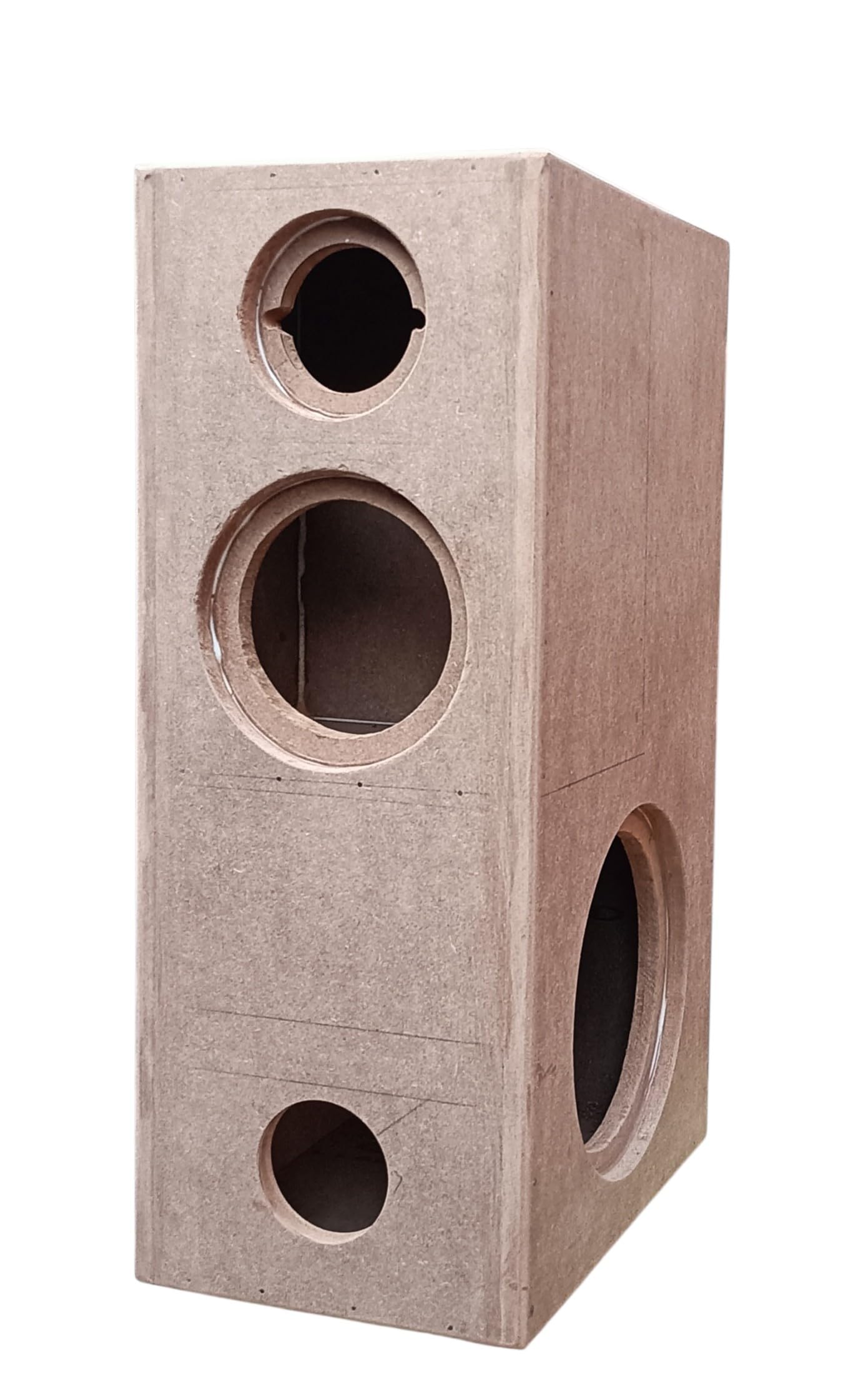 NRS AUDIO 8 in & 5.25 in & 4 in Silk Dome Tweeter Tower Speaker Box | 8 in,Single 5.25 Mid Speaker & 4 in Silk Dome Tweeter Hole, Separate Partition for Mid Speaker-image-42