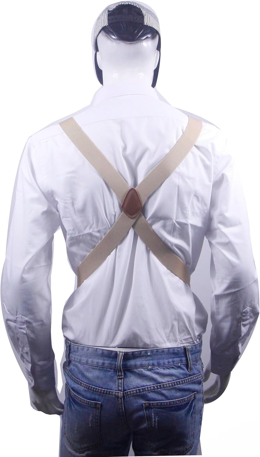 Men’s Suspenders Swivel Hooks X Back Susspenders with 2 Heavy Duty Braces Belt Snaps Loops - Image 4