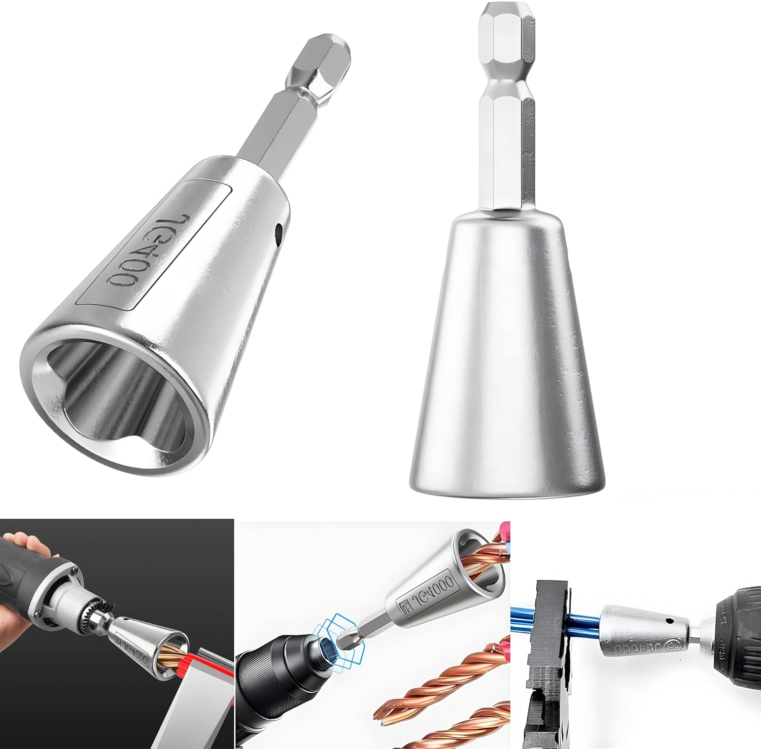 2PCS Wire Twister Tool for Drill Wire Twisting Tool Wire Connector Wire Nut Twister Wire Stripper Parallelizer, Silver, 2.3 INCH