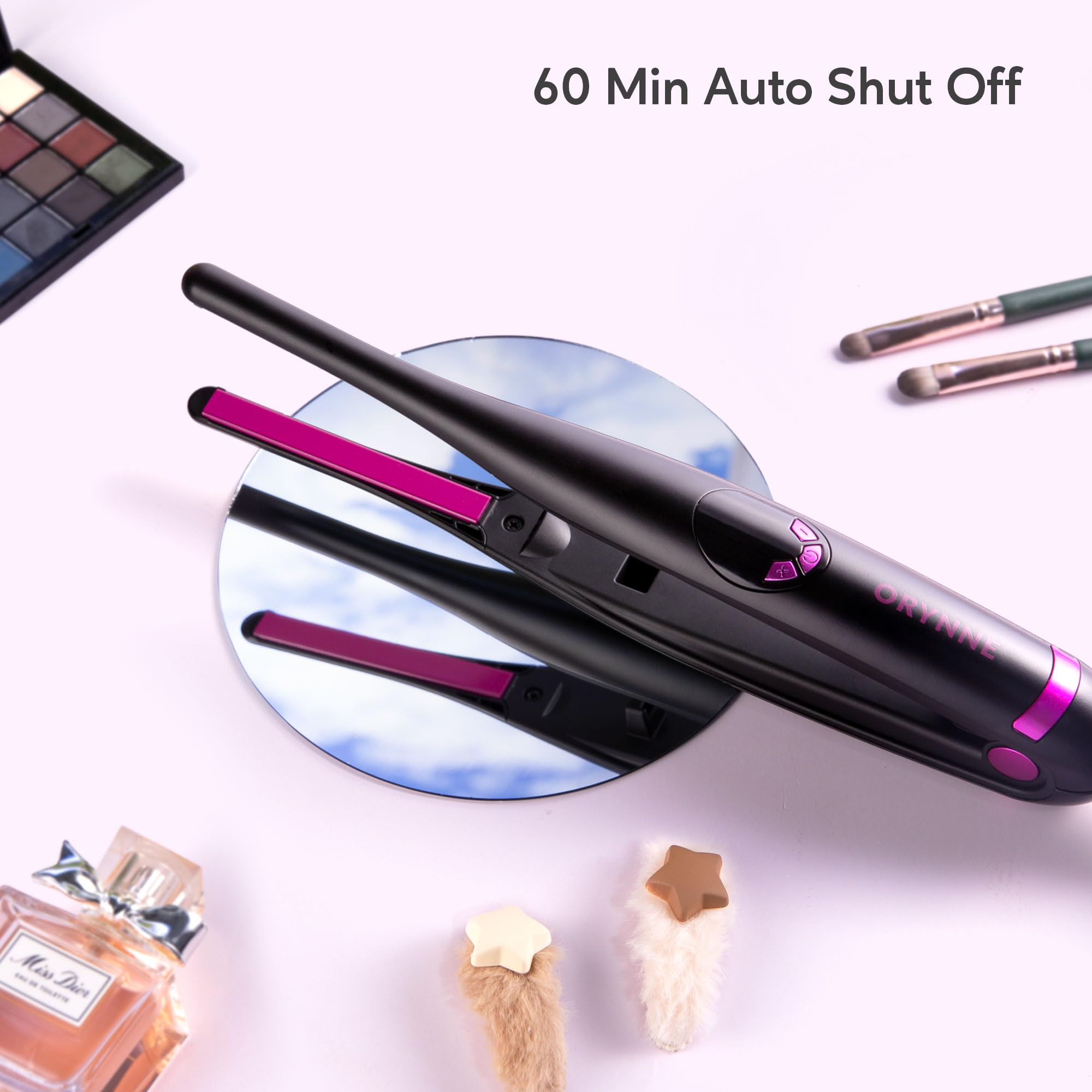ORYNNE Small Flat Iron for Short Hair with Digital Temperature Control
