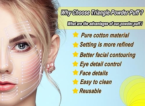 Miniatura 4 de Tizuxa 8 piezas de soplos de polvo triangulares para el ajuste del polvo de la cara, soplo de maquillaje triangular para base cosmética suelta,