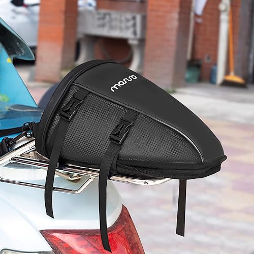 Miniatura 7 de MOSISO Bolsa de cola de motocicleta, multifuncional, impermeable, de poliéster, bolsa de sillín de almacenamiento, 10L, deportes al aire libre,