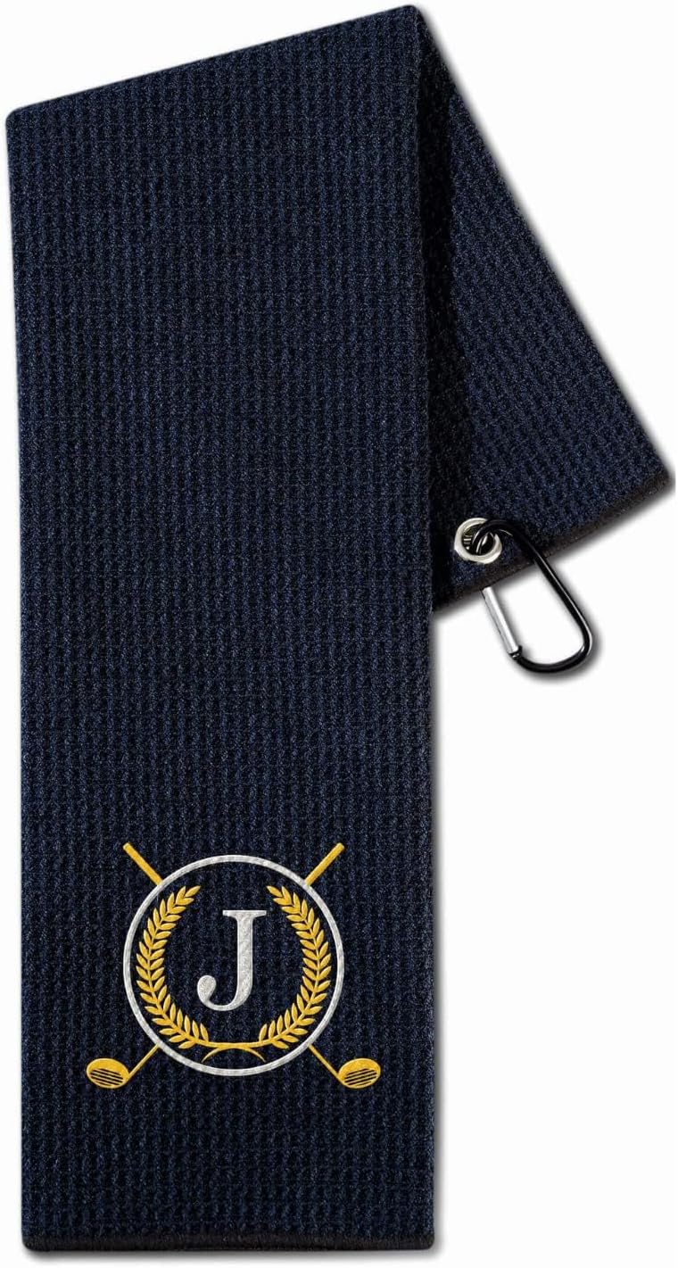 CybGene Golf Towel with Monogrammed Embroidery, Initial Golf Gifts, Personalized Golf Accessory for Men, Women on Birthday, Retirement, Microfiber Golf...
