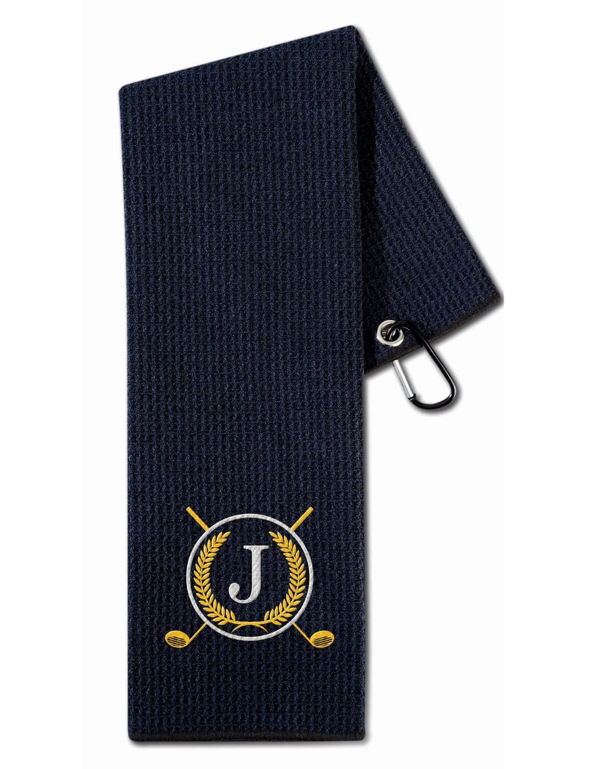 CybGene Golf Towel with Monogrammed Embroidery, Initial Golf Gifts, Personalized Golf Accessory for Men, Women on Birthday, Retirement, Microfiber Golf Towel, Black-J — image 1