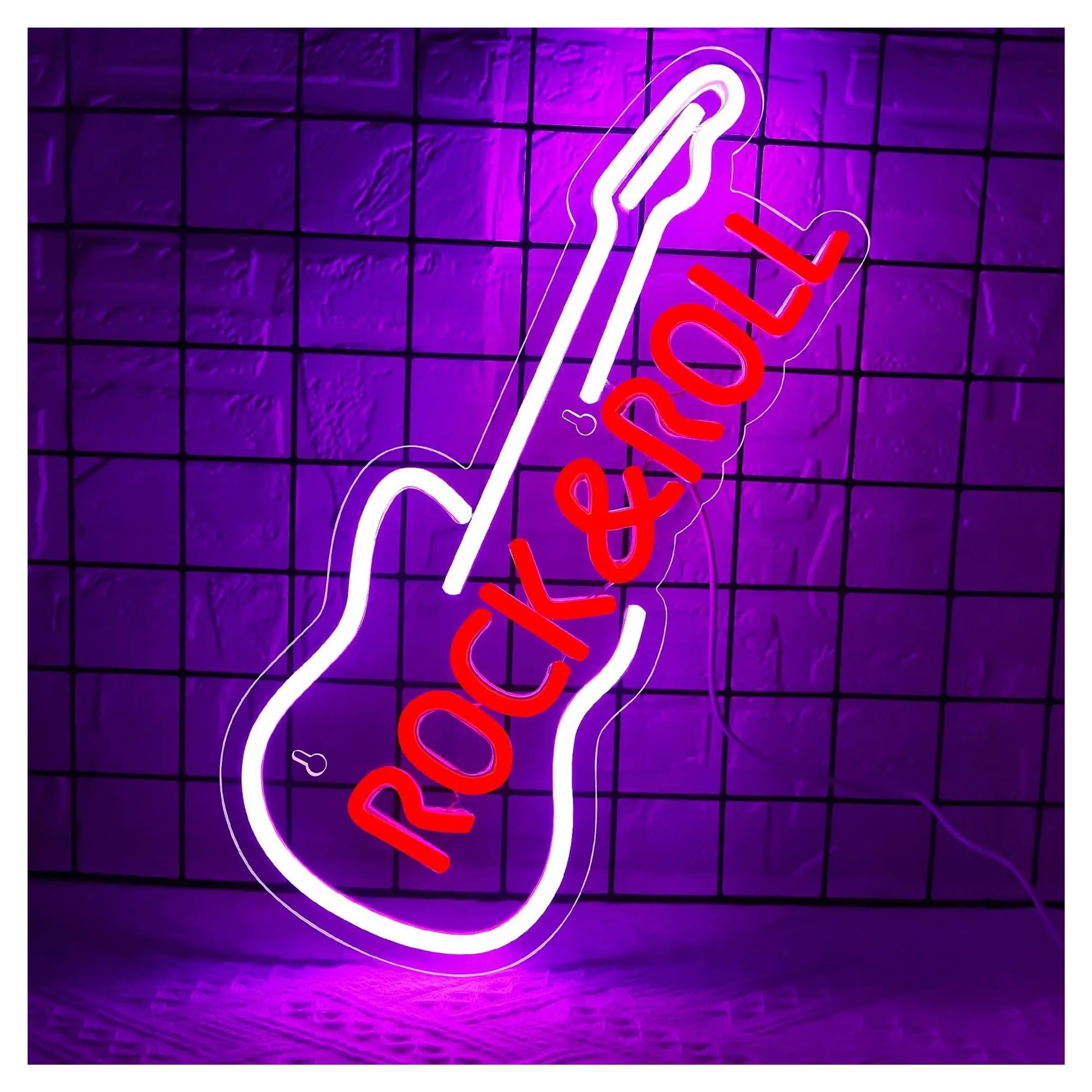 LEMST Signs Lamp Rock Roll Neon Signs USB Powered Adjustable Brightness Neon Lights, Wall Decor Commercial Neon Signs 16cmx41cm