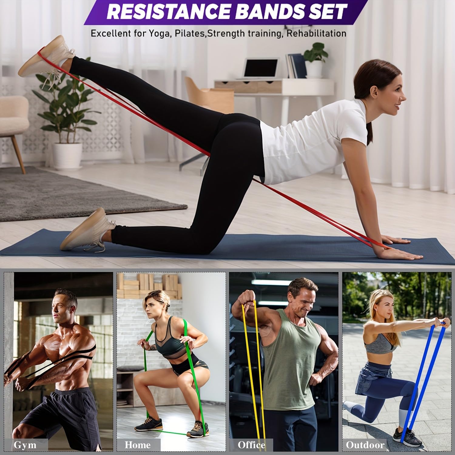 Professional Resistance Bands Set - Versatile Pull Up Bands for Working Out, Physio Therapy, and Muscle Training; Includes Door Anchor & Handles for Home Fitness - Ideal for Both Men and Women