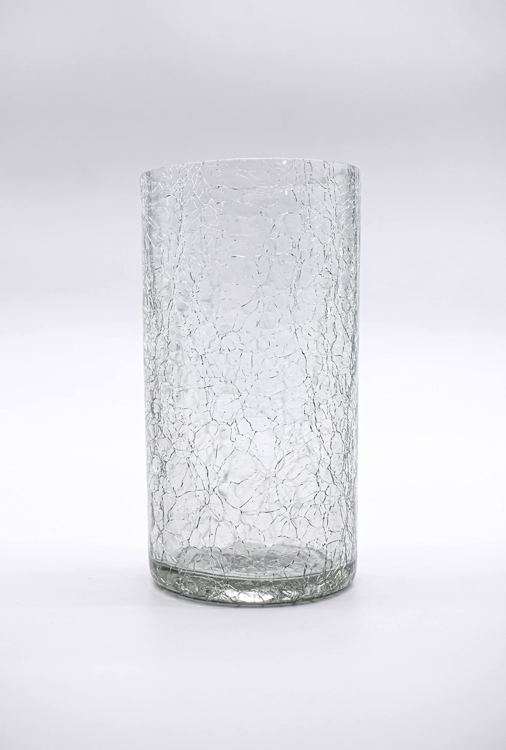 4 Piece Crackle Design Highball Drinkware/Tempered Glass Designed Drinking Glass Tumbler Set