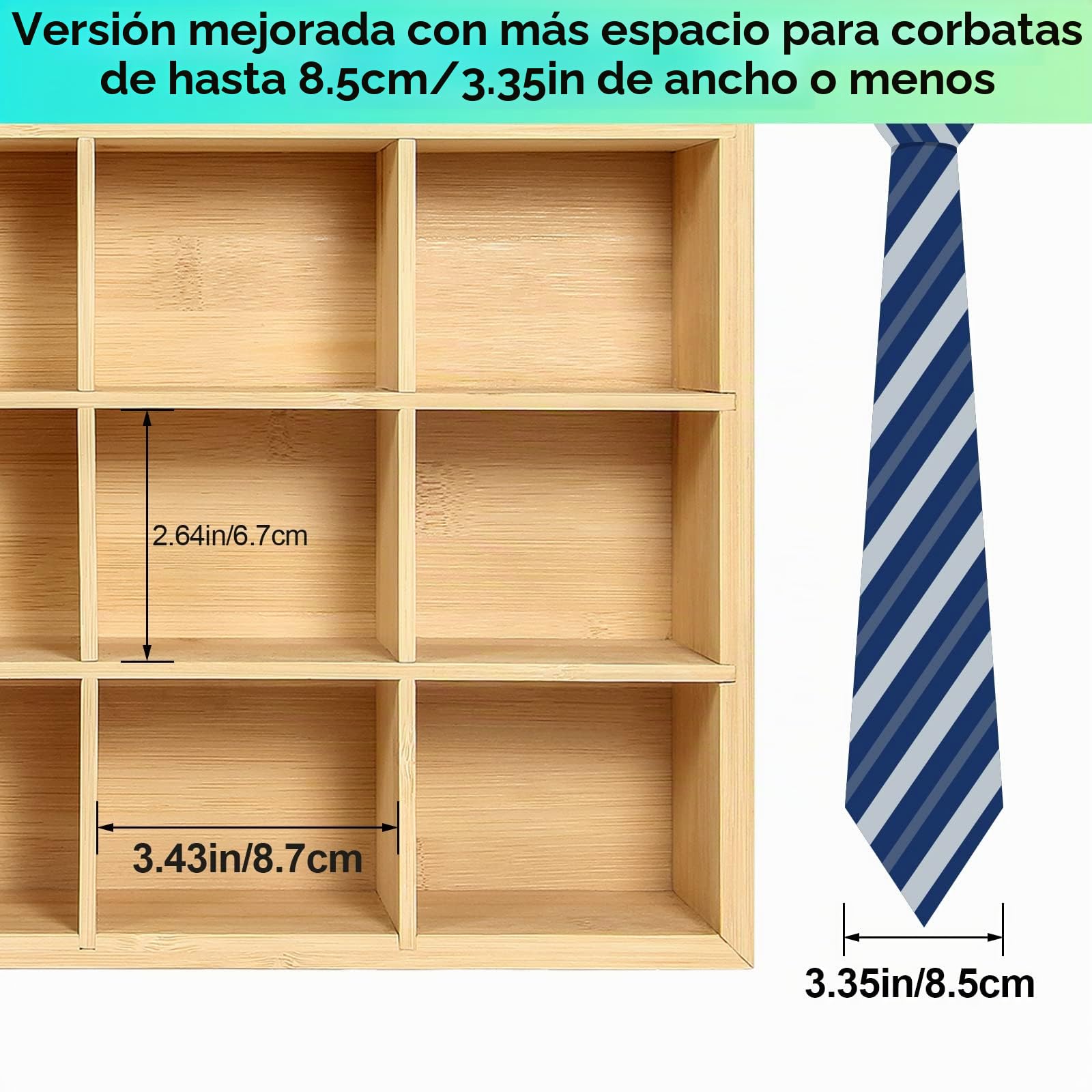 B4Life Organizador de Corbatas para Pared de Bambú - Soporte de Corbata para Hombres