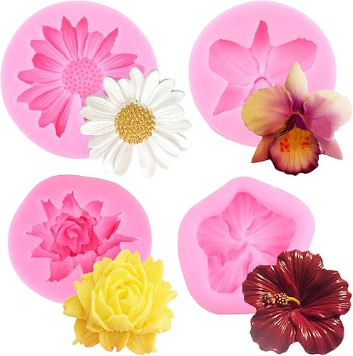 Miniatura 1 de Molde de silicona de flor de crisantemo, molde de fondant de flores de margarita, orquídea, hibisco, flor de caramelo, molde para decoración de