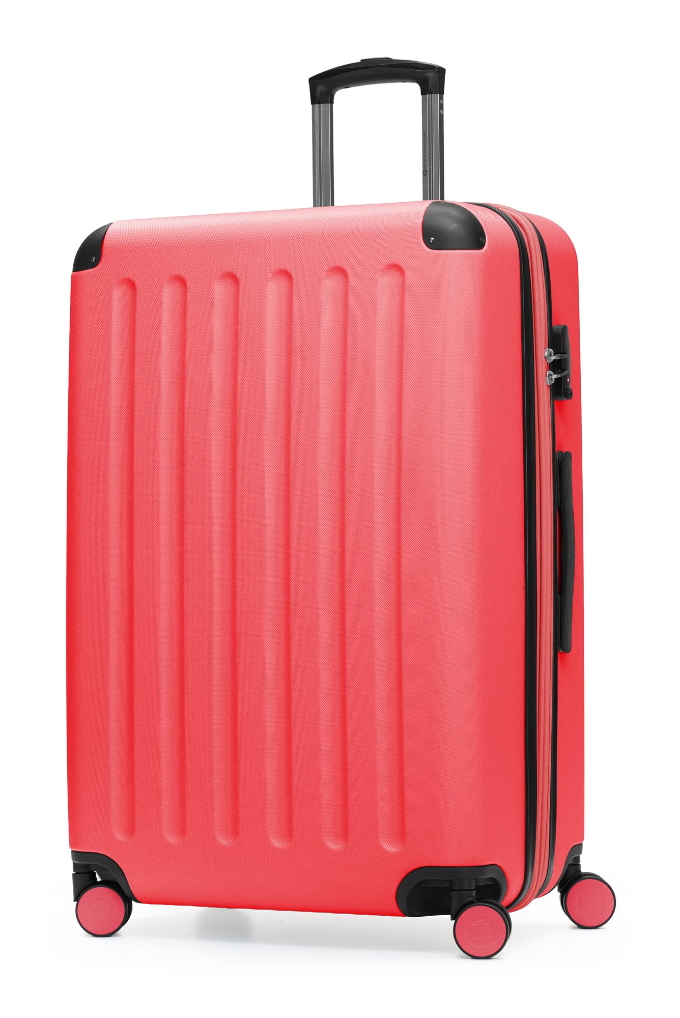 Hauptstadtkoffer Spree - Großer Hartschalen-Koffer, TSA, 4 Doppel-Rollen, Trolley, Rollkoffer, Reisekoffer, Volumenerweiterung, 75 cm, 119 Liter, Korall