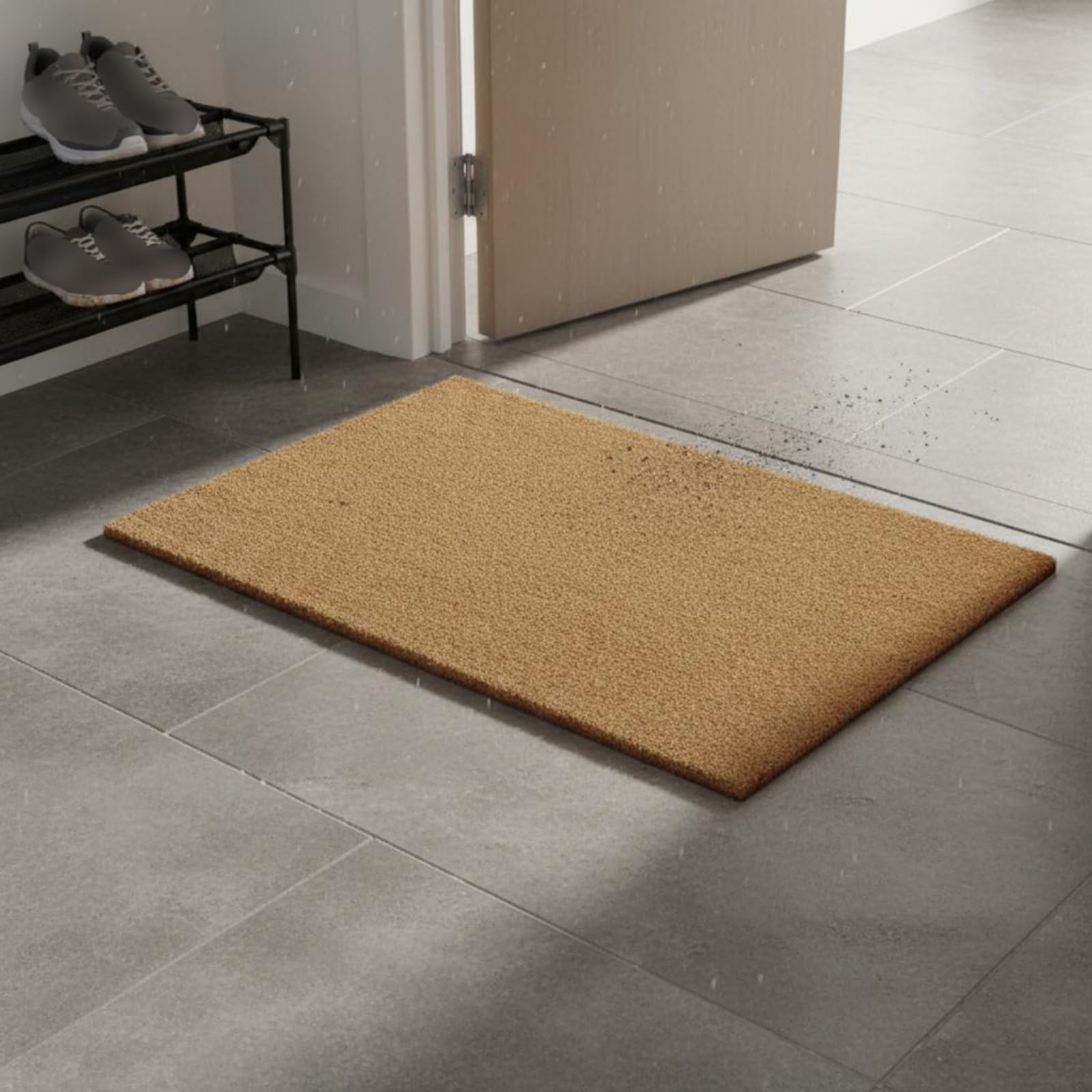Milageto Paillasson en Fibre de Paillasson Tapis d'Entrée Tapis de Porte Tapis Antidérapant en Fibres Résistantes Gratte Semelles pour Garder Les Sols Propres, Ombre de Feuille sereine, 40 * 60cm