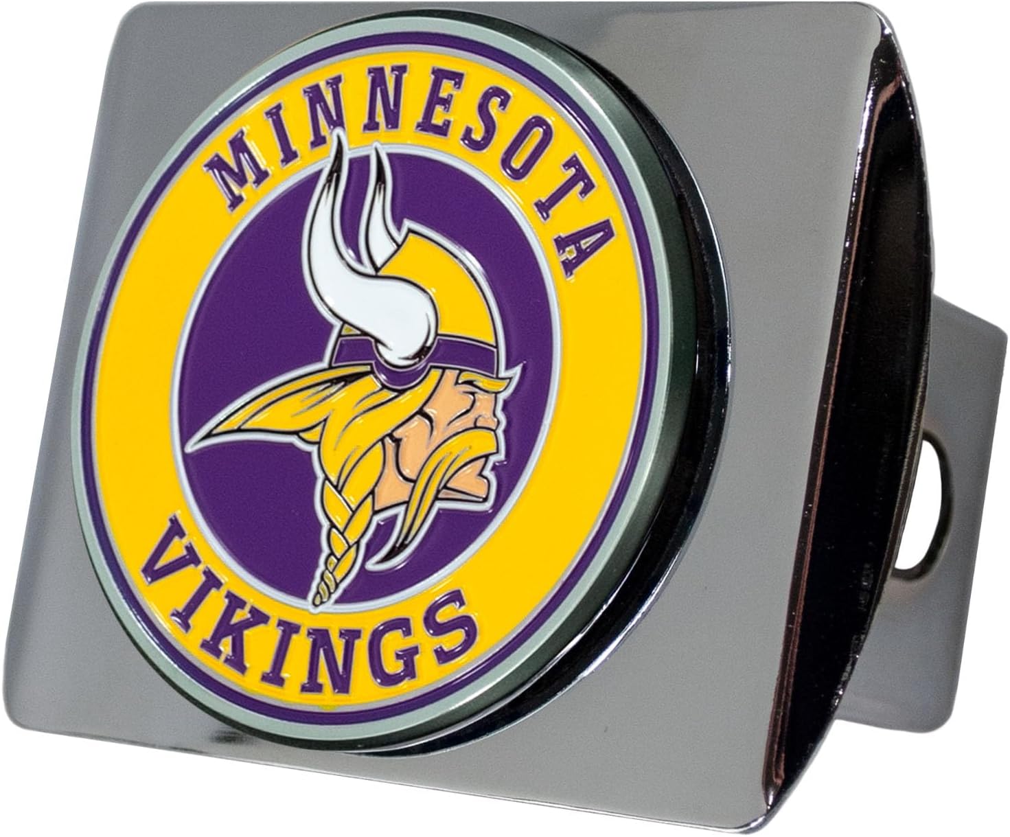 NFL Chrome Metal Hitch Cover with 3D Colored Team Logo by FANMATS - Unique Roundel Molded Design - Easy Installation on Truck, SUV, Car - Ideal Gift for Die Hard Football Fans