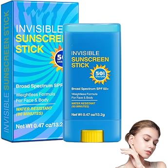 Sun Protection Stick SPF 50+ Invisible Sun Protection for Face and Body Waterproof Sunscreen Stick with SPF 50 Non-Greasy Sun Cream Face 50 Moisturiser for All Skin Types
