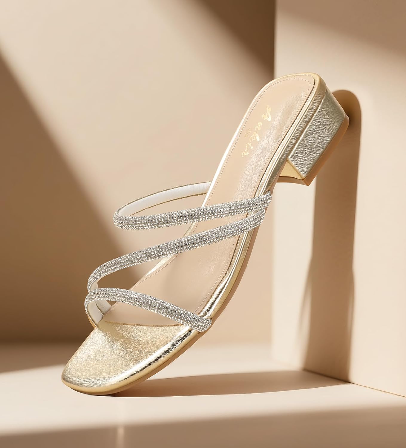 Ankis Black Nude White Strappy Heels Women 1 Inch Low Chunky Block Heel Heeled Sandals Square Open Toe Slip On Slides Mules - Image 2