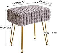 Vista 3 de IBUYKE Taburete rectangular otomano, taburete de tocador de maquillaje, mesa auxiliar de tocador, asiento de terciopelo para tocador, reposapiés