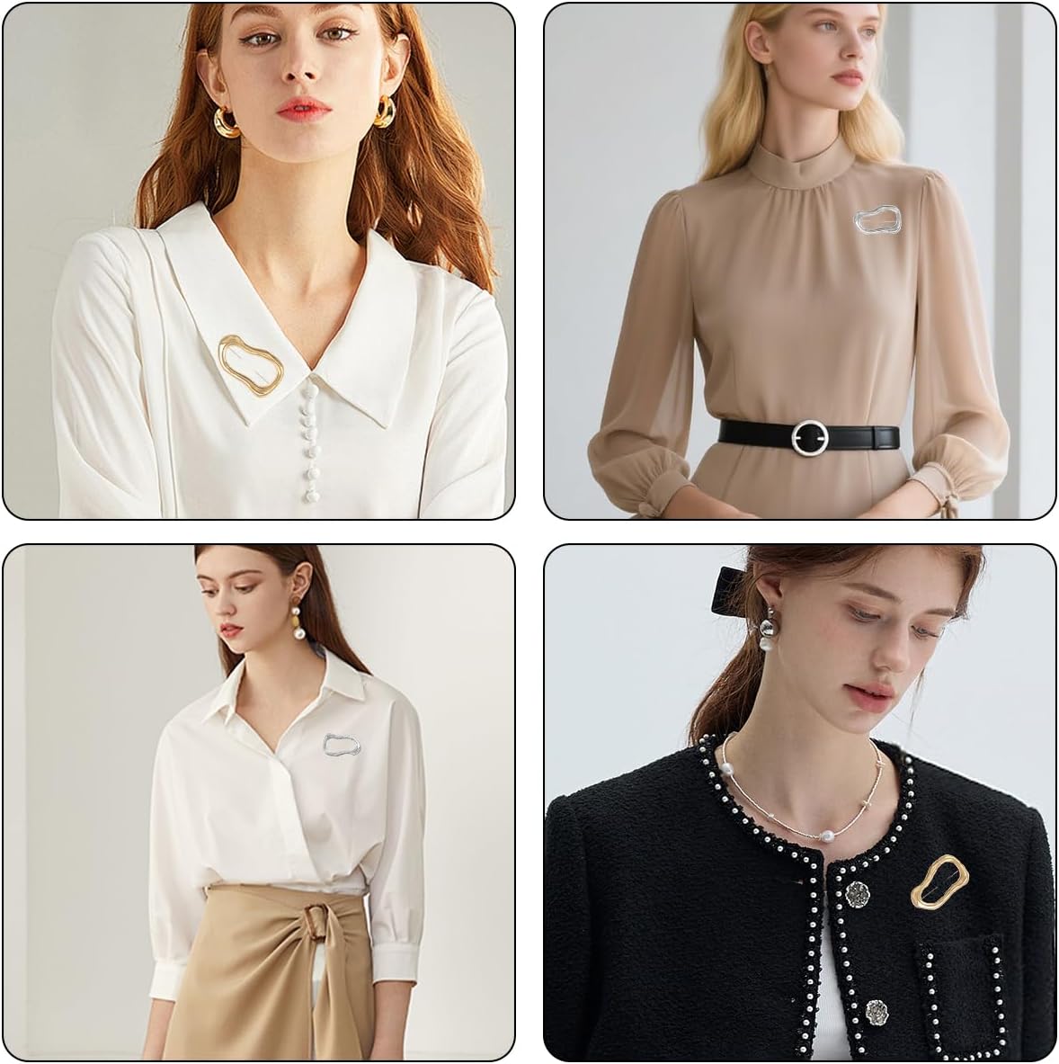 2 PCS Irregular Geometric Brooches Minimalist Gold Large Pins for Women