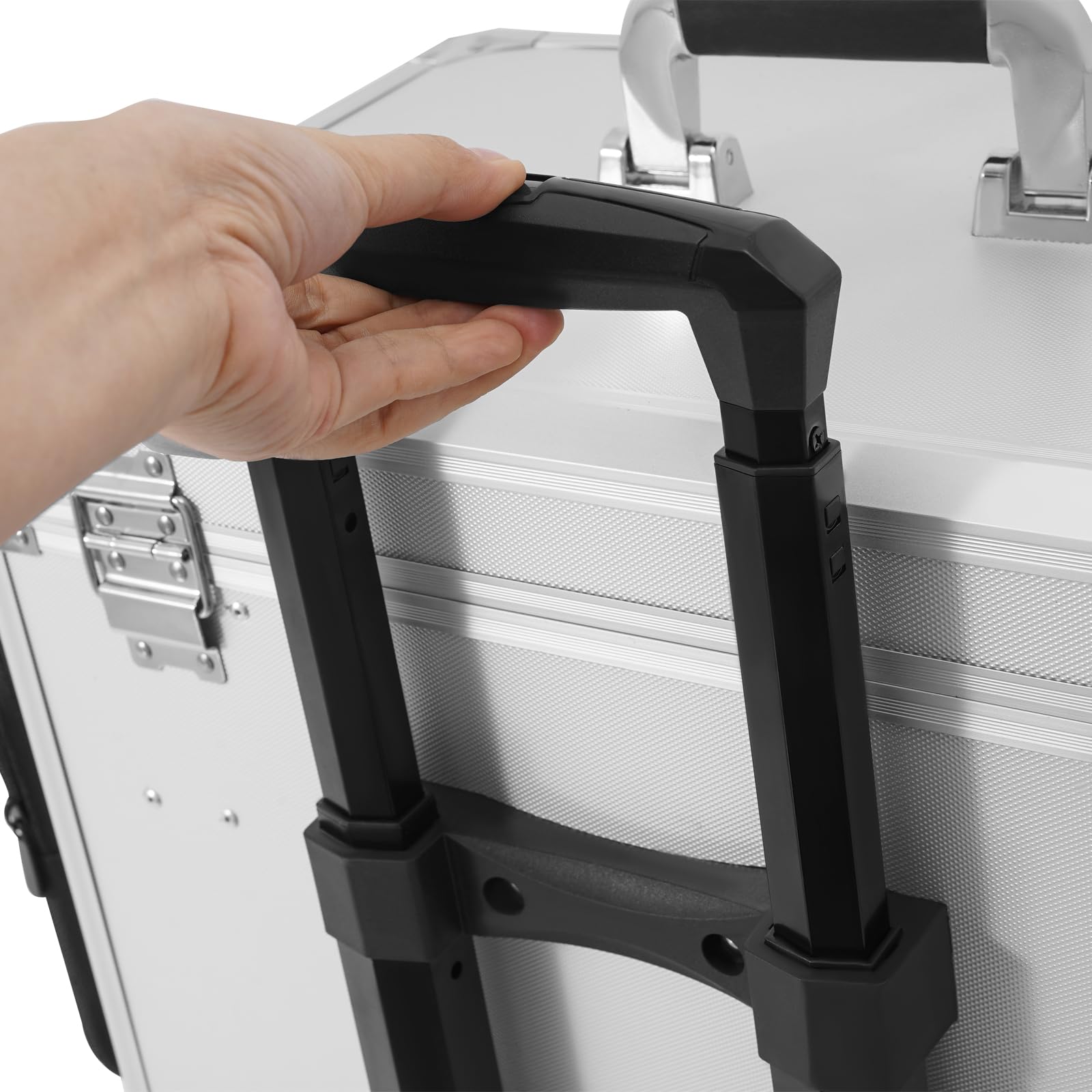 Mobile Fußpflegekoffer Höhe 91cm Große Kapazität Fußpflege Trolley Kosmetikkoffer Multikoffer mit 2 Trays,Fächer und Taschen,professioneller Make-up Koffer für Reise, Friseure (Weiß)