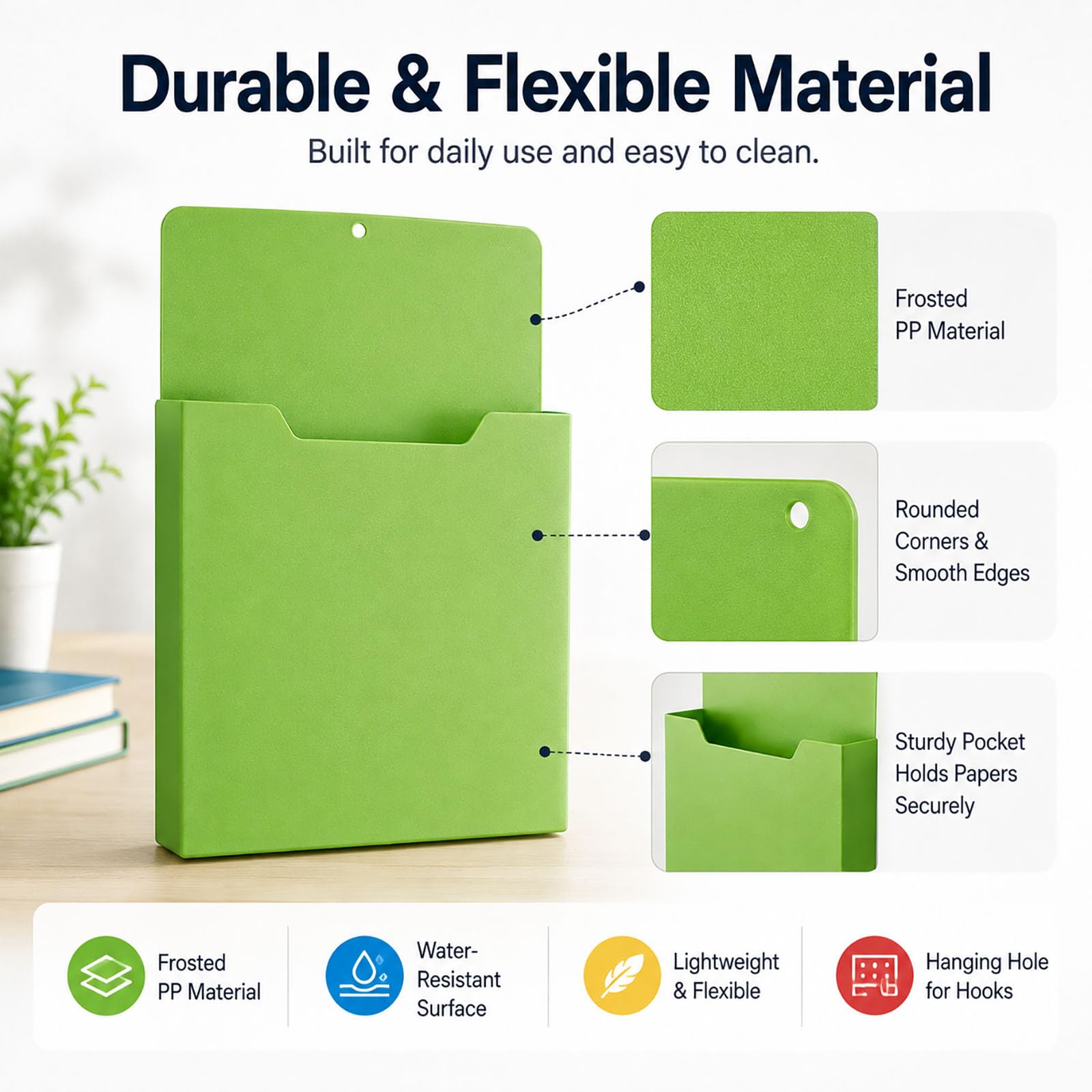 Magnetic File Holder, A4 Wall Organizer for Classroom Whiteboards (4PCS)