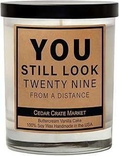 Cedar Crate Market Vanilla Scented Candle Birthday Gift | Cute Happy Birthday Candles for Women, Men, Friends, Coworkers | Buttercream Frosting Scented Soy Wax | 30th 40th 50th 60th Milestone